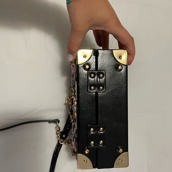 Jewel Purse with Leather Handle and Leather Strap - Picture 4 of 5